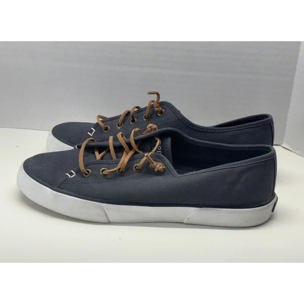 Sperry Top-Sider Seacoast‎ Women's Bluish Gray Canvas Boat Shoes Sz 8M Nautical